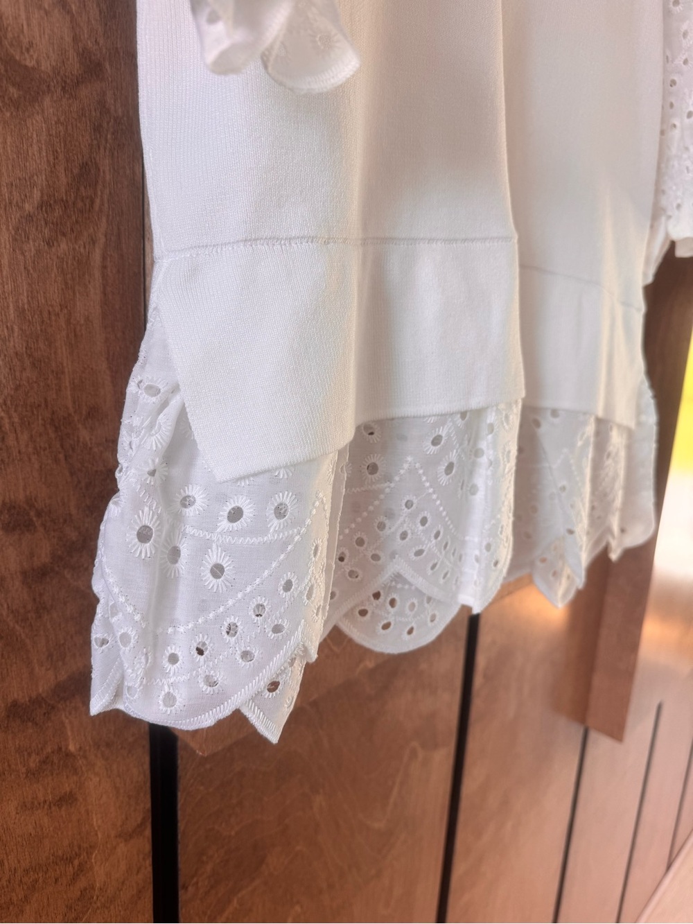 White Layered Eyelet Puff Sleeve Top - Picture 11 of 14